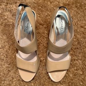 Michael Kora sling-back, open-toe, patent heels. Excellent condition. Box.